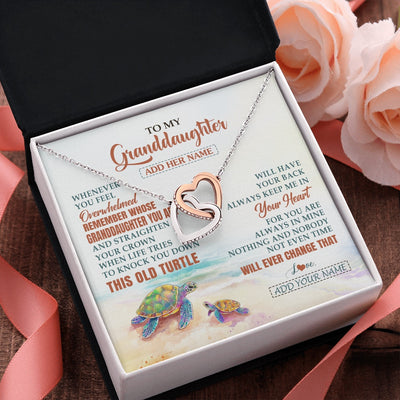 Interlocking Hearts Necklace Stainless Steel & Rose Gold Finish | 2 | Personalized To My Granddaughter Gifts Necklace From Grandma Whenever Turtle Unique Birthday Gifts For Granddaughter Christmas Custom Gift Box Message Card | https://siriusteestore.