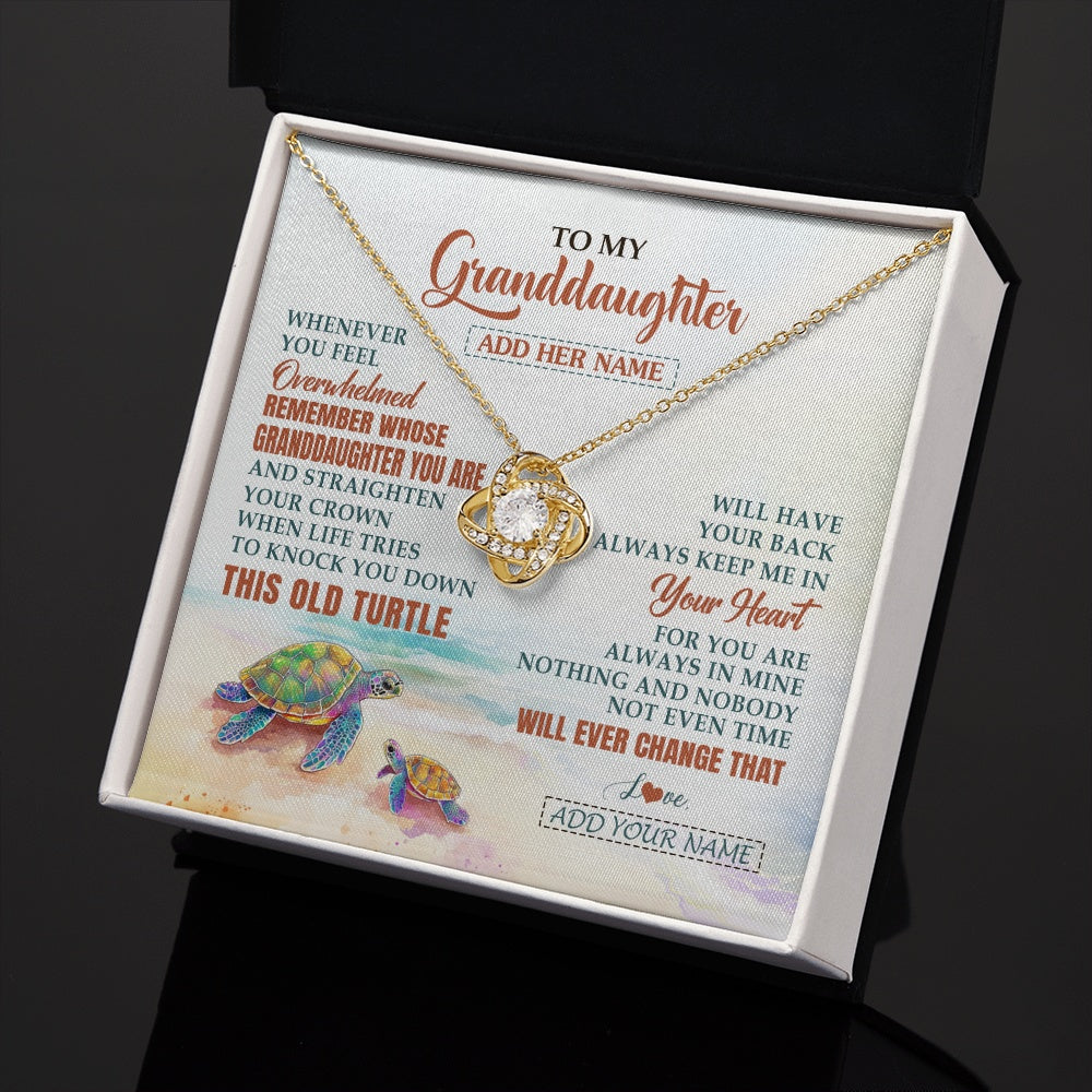 Love Knot Necklace 18K Yellow Gold Finish | 2 | Personalized To My Granddaughter Gifts Necklace From Grandma Whenever Turtle Unique Birthday Gifts For Granddaughter Christmas Custom Gift Box Message Card | https://siriusteestore.