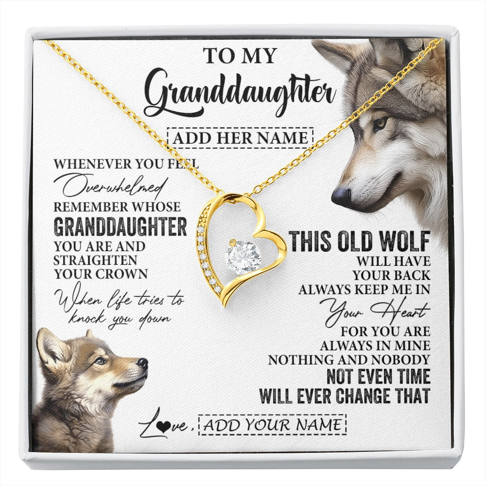 Forever Love Necklace 18K Yellow Gold Finish | 1 | Personalized To My Granddaughter Gifts Necklace From Grandma Whenever Wolf Unique Birthday For Granddaughter Graduation Christmas Custom Gift Box Message Card | https://siriusteestore.