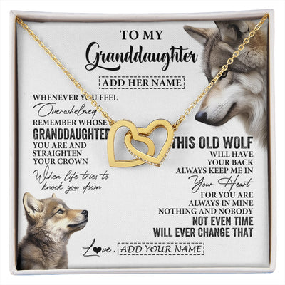 Interlocking Hearts Necklace 18K Yellow Gold Finish | 1 | Personalized To My Granddaughter Gifts Necklace From Grandma Whenever Wolf Unique Birthday For Granddaughter Graduation Christmas Custom Gift Box Message Card | https://siriusteestore.