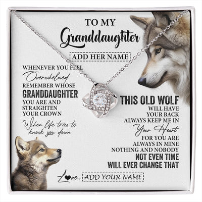 Love Knot Necklace 14K White Gold Finish | 1 | Personalized To My Granddaughter Gifts Necklace From Grandma Whenever Wolf Unique Birthday For Granddaughter Graduation Christmas Custom Gift Box Message Card | https://siriusteestore.