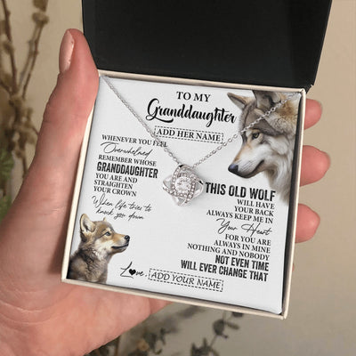 Love Knot Necklace 14K White Gold Finish | 2 | Personalized To My Granddaughter Gifts Necklace From Grandma Whenever Wolf Unique Birthday For Granddaughter Graduation Christmas Custom Gift Box Message Card | https://siriusteestore.