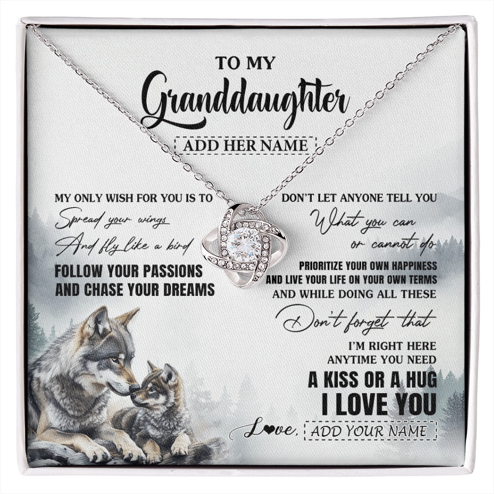 Love Knot Necklace 14K White Gold Finish | 1 | Personalized To My Granddaughter Gifts Necklace From Grandma Wolf My Only Wish For You Granddaughter Birthday Gifts Graduation Christmas Gift Box Message Card | https://siriusteestore.