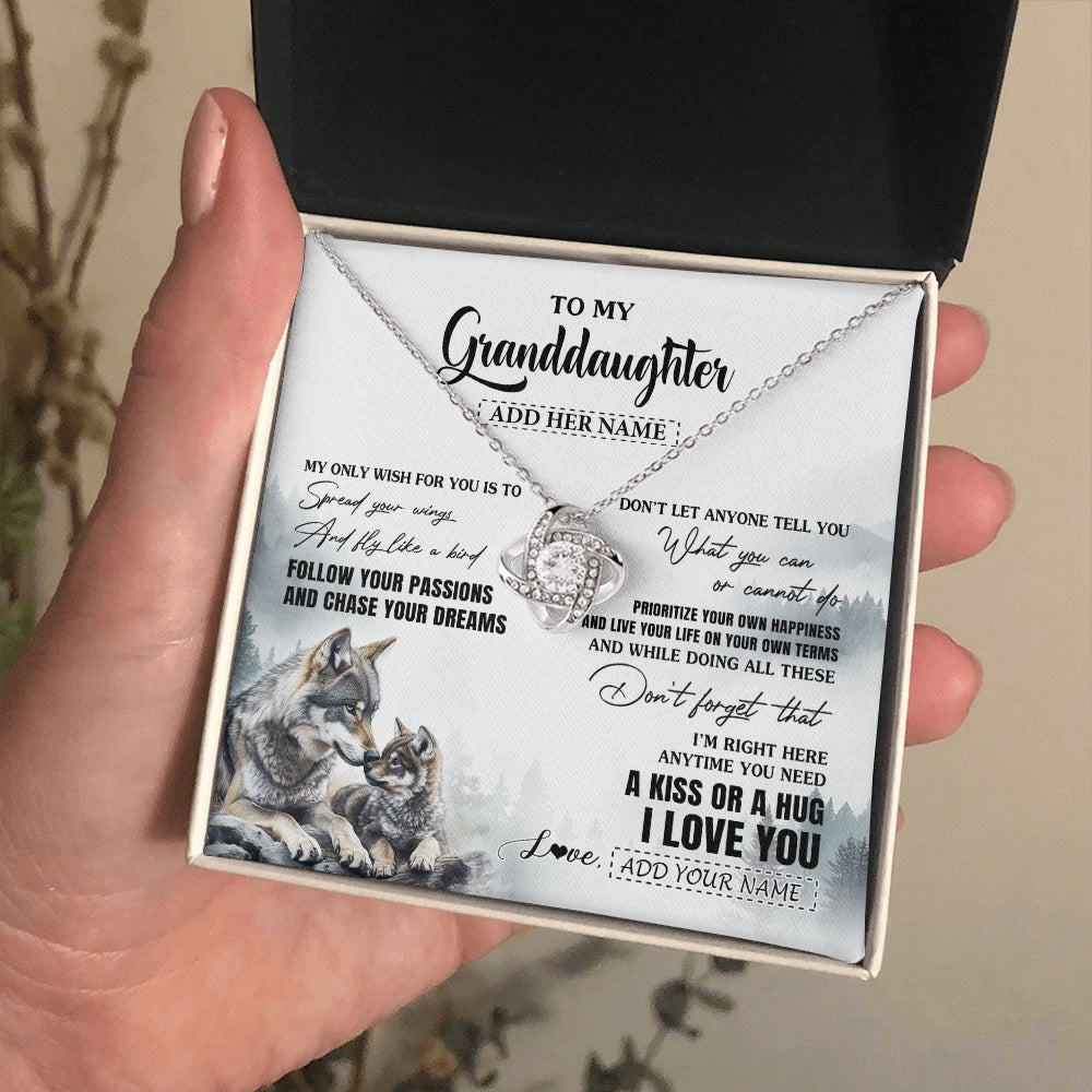 Love Knot Necklace 14K White Gold Finish | 2 | Personalized To My Granddaughter Gifts Necklace From Grandma Wolf My Only Wish For You Granddaughter Birthday Gifts Graduation Christmas Gift Box Message Card | https://siriusteestore.