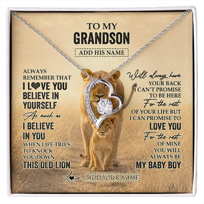 Forever Love Necklace 14K White Gold Finish | 1 | Personalized To My Granddaughter Gifts Necklace From Grandpa Always Remember Lion Gifts For Granddaughter Birthday Graduation Christmas Gift Box Message Card | https://siriusteestore.