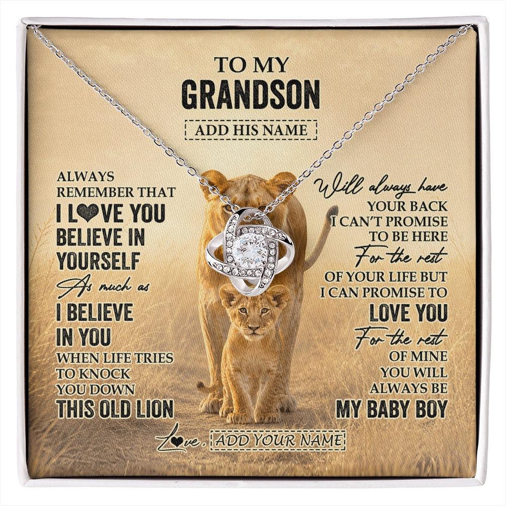 Love Knot Necklace 14K White Gold Finish | 1 | Personalized To My Granddaughter Gifts Necklace From Grandpa Always Remember Lion Gifts For Granddaughter Birthday Graduation Christmas Gift Box Message Card | https://siriusteestore.