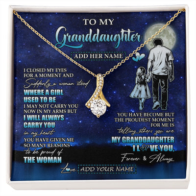 Alluring Beauty Necklace 18K Yellow Gold Finish | 1 | Personalized To My Granddaughter Gifts Necklace From Grandpa I Closed My Eyes For A Moment Granddaughter Birthday Graduation Christmas Gift Box Message Card | siriusteestore.myshopify