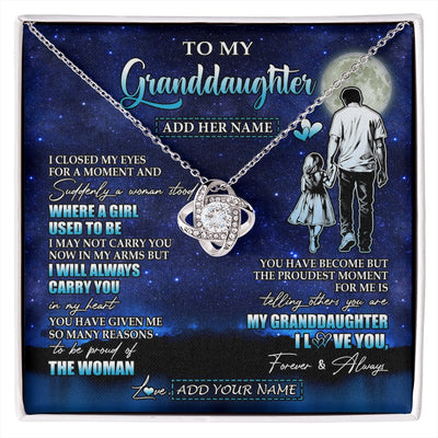 Love Knot Necklace 14K White Gold Finish | 1 | Personalized To My Granddaughter Gifts Necklace From Grandpa I Closed My Eyes For A Moment Granddaughter Birthday Graduation Christmas Gift Box Message Card | siriusteestore.myshopify