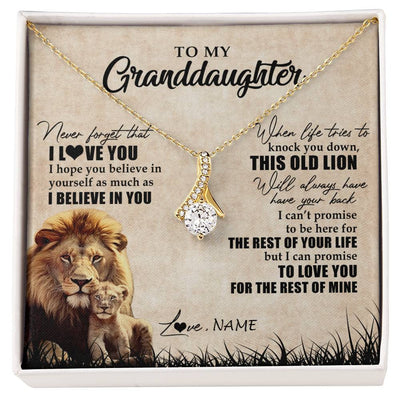 Alluring Beauty Necklace 18K Yellow Gold Finish | Personalized To My Granddaughter Gifts Necklace From Grandpa Old Lion Granddaughter Jewelry Birthday Graduation Christmas Customized Gift Box Message Card | siriusteestore