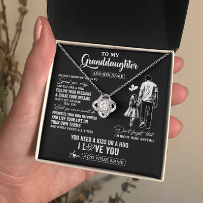 Love Knot Necklace 14K White Gold Finish | 2 | Personalized To My Granddaughter Gifts Necklace From Grandpa Papa My Only Wish For You Granddaughter Birthday Gifts Graduation Christmas Gift Box Message Card | siriusteestore.myshopify