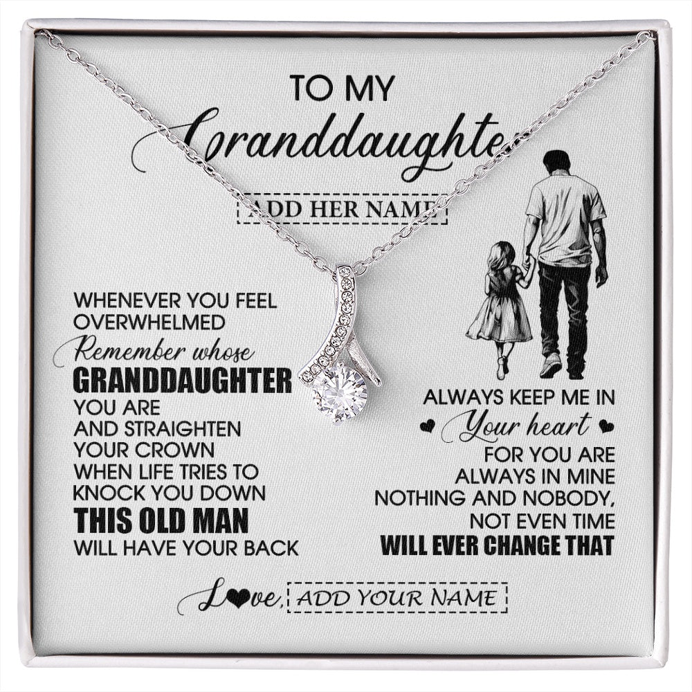 Alluring Beauty Necklace 14K White Gold Finish | 1 | Personalized To My Granddaughter Gifts Necklace From Grandpa Papa Whenever Man Unique Birthday Gifts For Granddaughter Christmas Gift Box Message Card | siriusteestore.myshopify