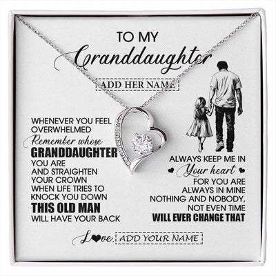 Forever Love Necklace 14K White Gold Finish | 1 | Personalized To My Granddaughter Gifts Necklace From Grandpa Papa Whenever Man Unique Birthday Gifts For Granddaughter Christmas Gift Box Message Card | siriusteestore.myshopify