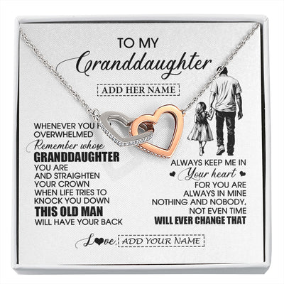 Interlocking Hearts Necklace Stainless Steel & Rose Gold Finish | 1 | Personalized To My Granddaughter Gifts Necklace From Grandpa Papa Whenever Man Unique Birthday Gifts For Granddaughter Christmas Gift Box Message Card | siriusteestore.myshopify