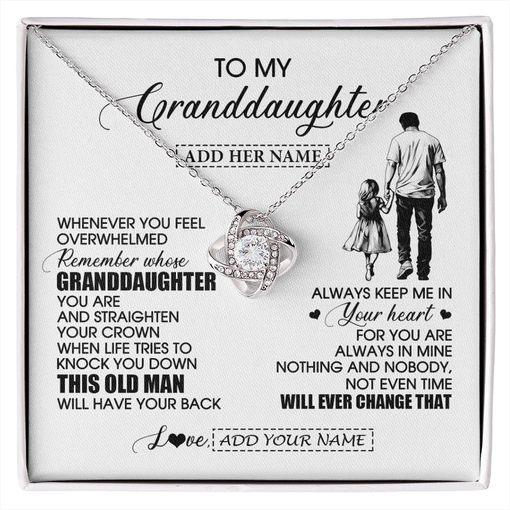 Love Knot Necklace 14K White Gold Finish | 1 | Personalized To My Granddaughter Gifts Necklace From Grandpa Papa Whenever Man Unique Birthday Gifts For Granddaughter Christmas Gift Box Message Card | siriusteestore.myshopify