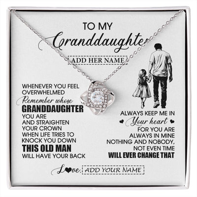 Love Knot Necklace 14K White Gold Finish | 1 | Personalized To My Granddaughter Gifts Necklace From Grandpa Papa Whenever Man Unique Birthday Gifts For Granddaughter Christmas Gift Box Message Card | siriusteestore.myshopify