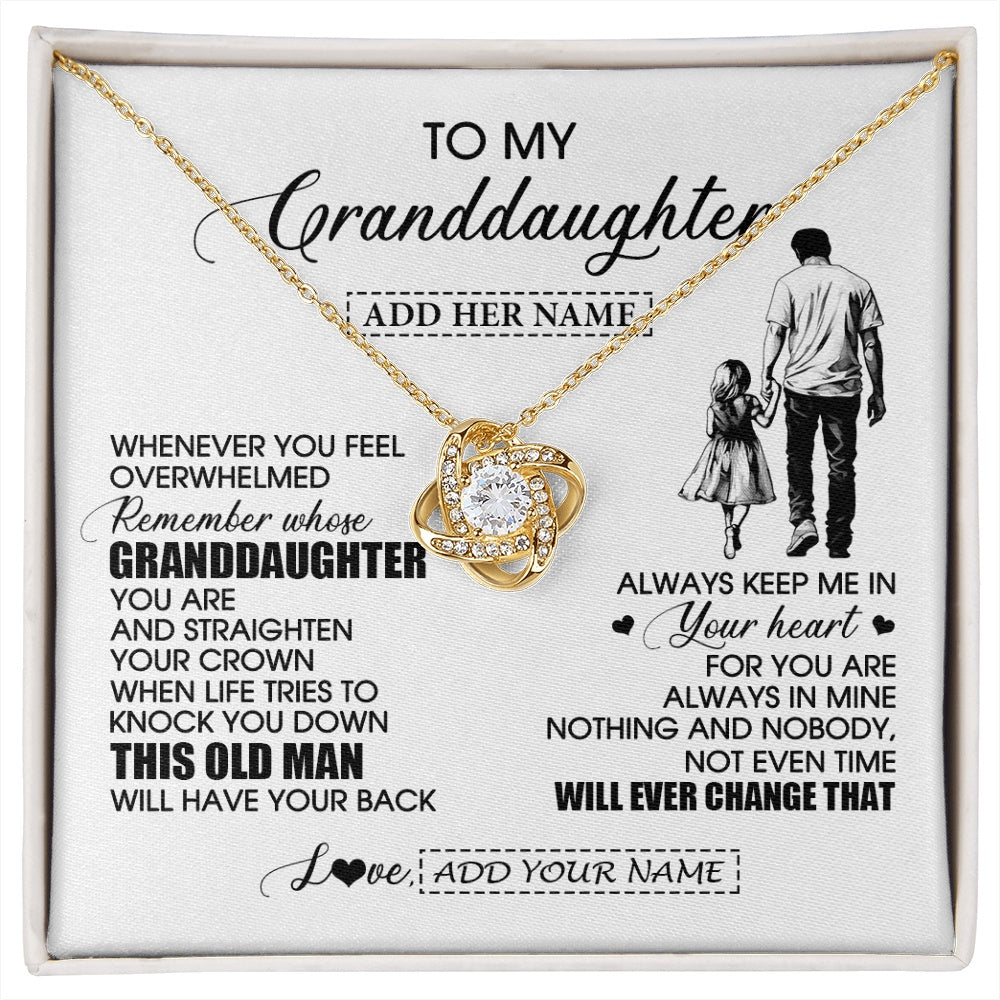 Love Knot Necklace 18K Yellow Gold Finish | 1 | Personalized To My Granddaughter Gifts Necklace From Grandpa Papa Whenever Man Unique Birthday Gifts For Granddaughter Christmas Gift Box Message Card | siriusteestore.myshopify