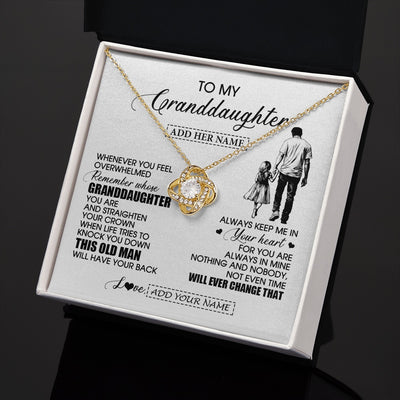 Love Knot Necklace 18K Yellow Gold Finish | 2 | Personalized To My Granddaughter Gifts Necklace From Grandpa Papa Whenever Man Unique Birthday Gifts For Granddaughter Christmas Gift Box Message Card | siriusteestore.myshopify