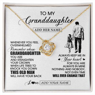 Love Knot Necklace 18K Yellow Gold Finish | 1 | Personalized To My Granddaughter Gifts Necklace From Grandpa Papa Whenever Man Unique Birthday Gifts For Granddaughter Christmas Gift Box Message Card | siriusteestore.myshopify