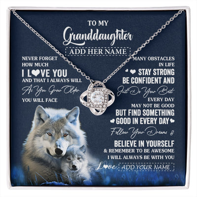 Love Knot Necklace 14K White Gold Finish | 1 | Personalized To My Granddaughter I Love You Forever Necklace From Grandma Grandpa Wolf Granddaughter Birthday Gifts Graduation Christmas Gift Box Message Card | siriusteestore.myshopify