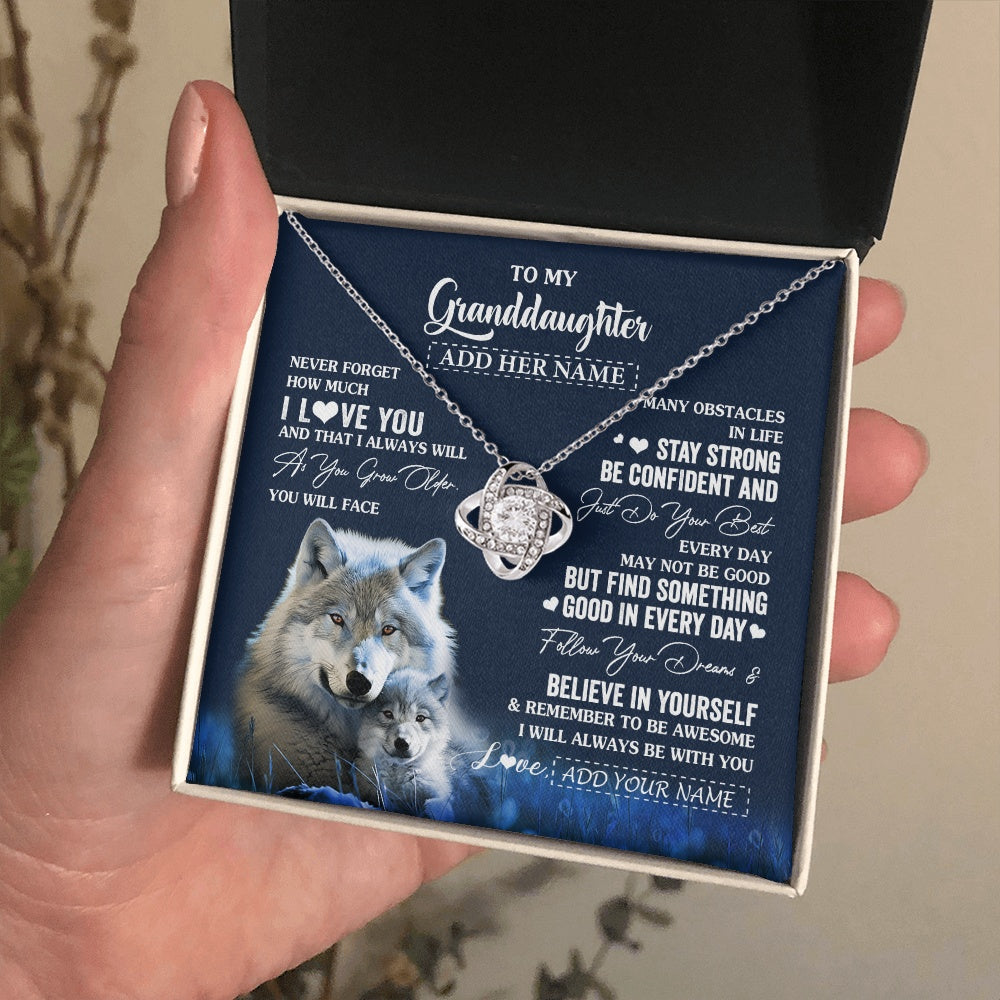 Love Knot Necklace 14K White Gold Finish | 2 | Personalized To My Granddaughter I Love You Forever Necklace From Grandma Grandpa Wolf Granddaughter Birthday Gifts Graduation Christmas Gift Box Message Card | siriusteestore.myshopify