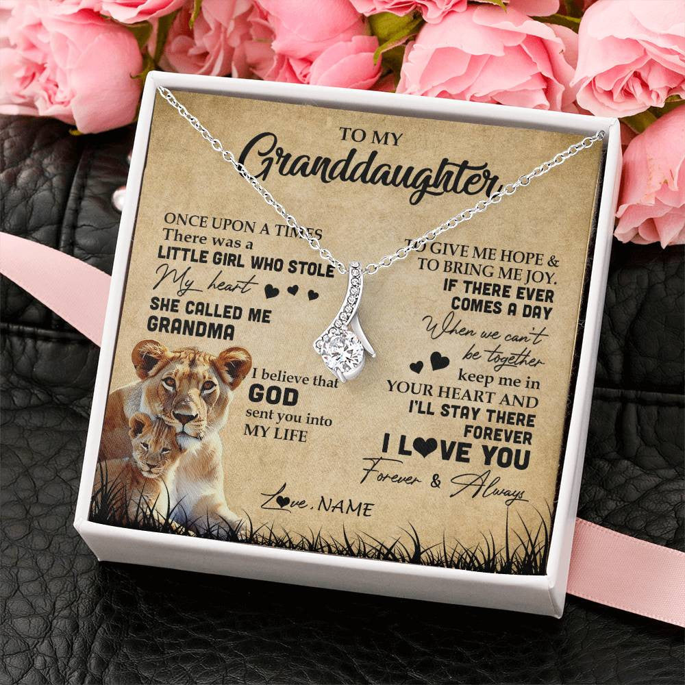 Alluring Beauty Necklace | Personalized To My Granddaughter Lion Necklace From Grandma I'll Stay There Forever Grandchild Birthday Graduation Christmas Customized Gift Box Message Card | siriusteestore