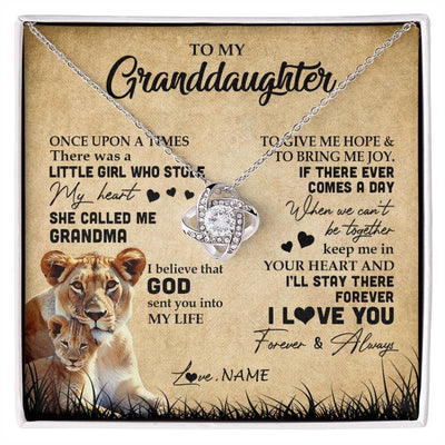 Love Knot Necklace | Personalized To My Granddaughter Lion Necklace From Grandma I'll Stay There Forever Grandchild Birthday Graduation Christmas Customized Gift Box Message Card | siriusteestore