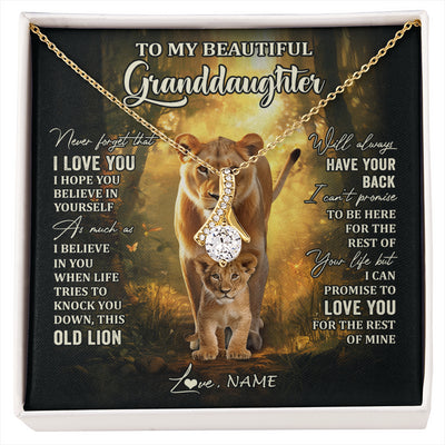 Alluring Beauty Necklace 18K Yellow Gold Finish | 1 | Personalized To My Granddaughter Lion Necklace From Grandma Never Forget That I Love You Granddaughter Birthday Christmas Customized Gift Box Message Card | siriusteestore