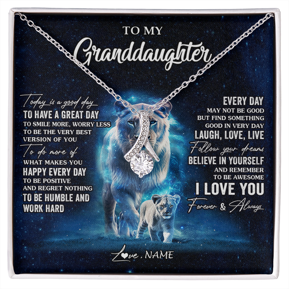 Alluring Beauty Necklace 14K White Gold Finish | 1 | Personalized To My Granddaughter Lion Necklace From Grandma Today Is A Good Day Granddaughter Gifts Birthday Christmas Customized Gift Box Message Card | siriusteestore