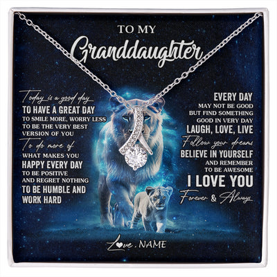 Alluring Beauty Necklace 14K White Gold Finish | 1 | Personalized To My Granddaughter Lion Necklace From Grandma Today Is A Good Day Granddaughter Gifts Birthday Christmas Customized Gift Box Message Card | siriusteestore