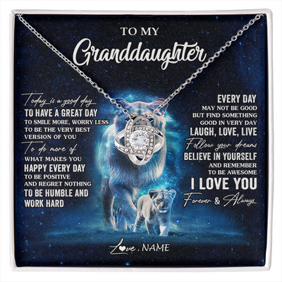 Love Knot Necklace 14K White Gold Finish | 1 | Personalized To My Granddaughter Lion Necklace From Grandma Today Is A Good Day Granddaughter Gifts Birthday Christmas Customized Gift Box Message Card | siriusteestore