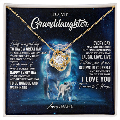 Love Knot Necklace 18K Yellow Gold Finish | 1 | Personalized To My Granddaughter Lion Necklace From Grandma Today Is A Good Day Granddaughter Gifts Birthday Christmas Customized Gift Box Message Card | siriusteestore