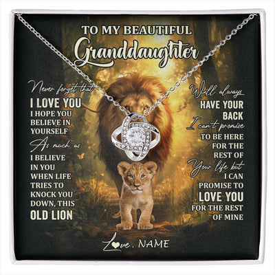 Love Knot Necklace 14K White Gold Finish | 1 | Personalized To My Granddaughter Lion Necklace From Grandpa Never Forget That I Love You Granddaughter Birthday Christmas Customized Gift Box Message Card | siriusteestore