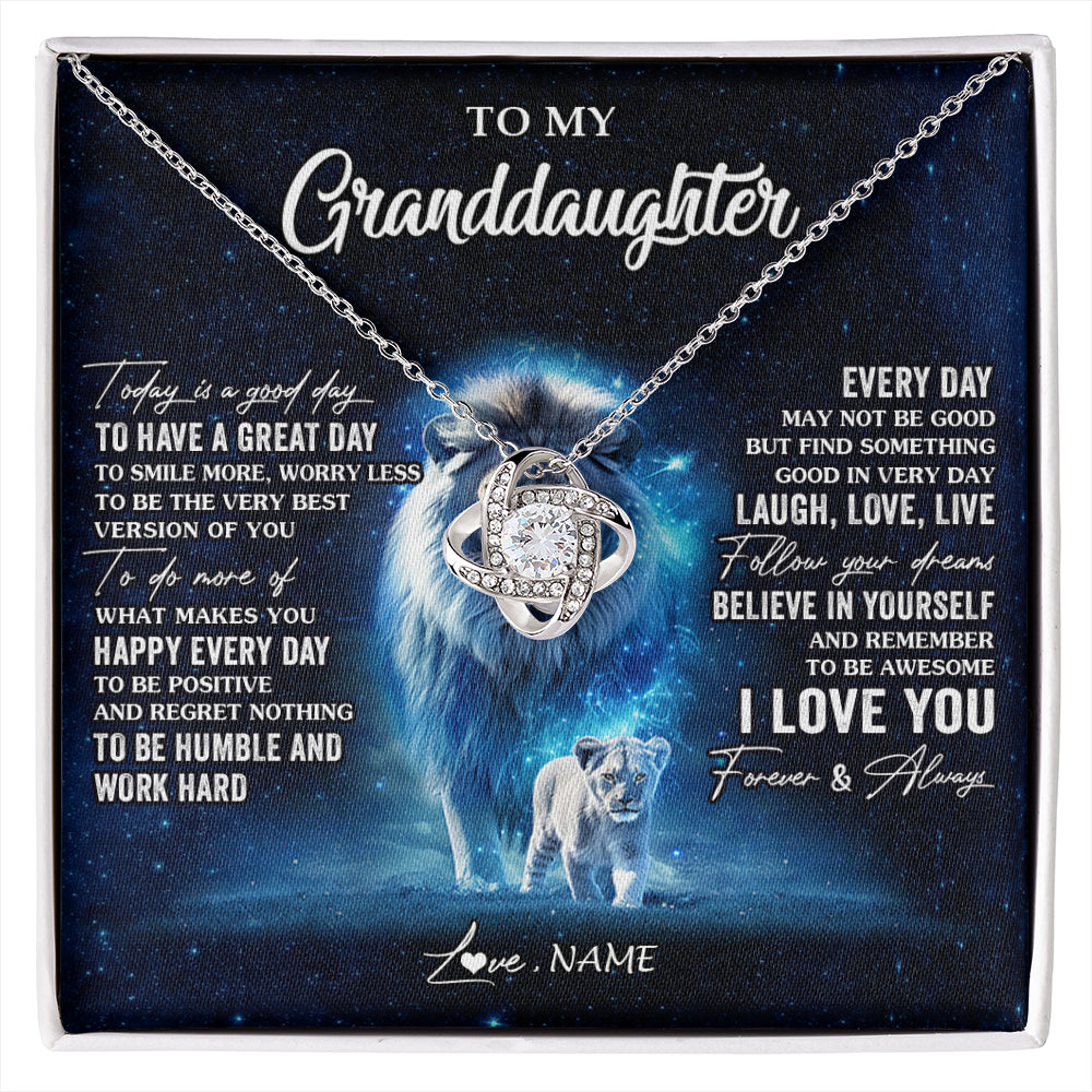 Love Knot Necklace 14K White Gold Finish | 1 | Personalized To My Granddaughter Lion Necklace From Grandpa Today Is A Good Day Granddaughter Gifts Birthday Christmas Customized Gift Box Message Card | siriusteestore