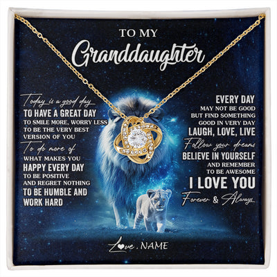 Love Knot Necklace 18K Yellow Gold Finish | 1 | Personalized To My Granddaughter Lion Necklace From Grandpa Today Is A Good Day Granddaughter Gifts Birthday Christmas Customized Gift Box Message Card | siriusteestore