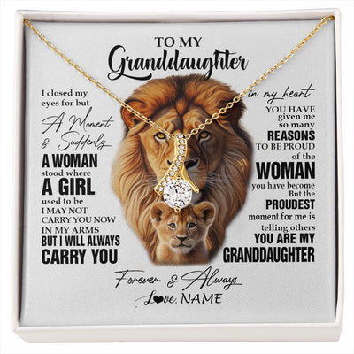 Alluring Beauty Necklace 18K Yellow Gold Finish | 1 | Personalized To My Granddaughter Lion Necklace From Papa Grandpa I Closed My Eyes Great Granddaughter Birthday Gifts Christmas Customized Gift Box Message Card | siriusteestore