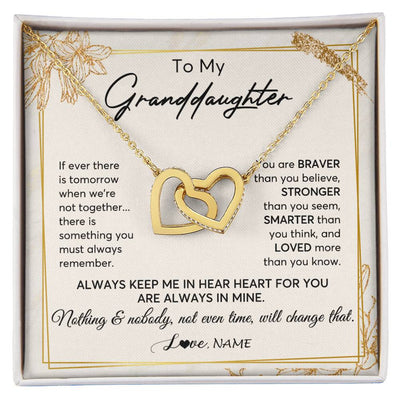 Interlocking Hearts Necklace 18K Yellow Gold Finish | 1 | Personalized To My Granddaughter Necklace From Grandma Always Keep Me In Your Heart Granddaughter Birthday Graduation Christmas Customized Gift Box Message Card | siriusteestore