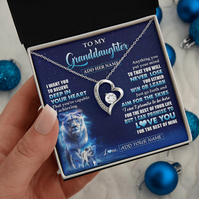Forever Love Necklace 14K White Gold Finish | 2 | Personalized To My Granddaughter Necklace From Grandma Believe Your Heart Granddaughter Gift Birthday Graduation Christmas Customized Gift Box Message Card | siriusteestore.myshopify