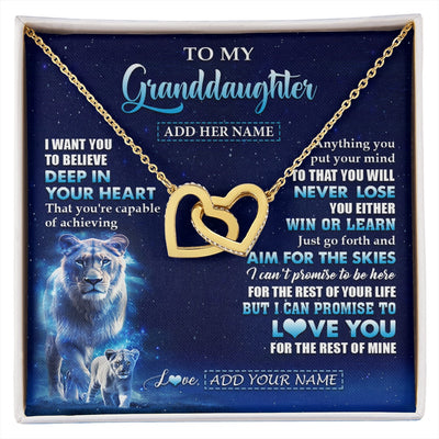 Interlocking Hearts Necklace 18K Yellow Gold Finish | 1 | Personalized To My Granddaughter Necklace From Grandma Believe Your Heart Granddaughter Gift Birthday Graduation Christmas Customized Gift Box Message Card | siriusteestore.myshopify