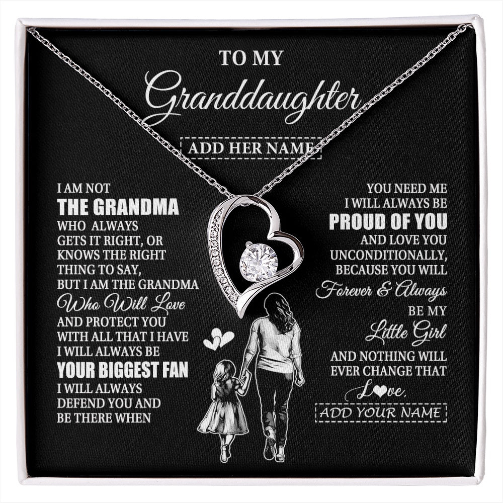 Forever Love Necklace 14K White Gold Finish | 1 | Personalized To My Granddaughter Necklace From Grandma Biggest Fan Birthday Gifts For Granddaughter From Grandparents Christmas Custom Gift Box Message Card | siriusteestore.myshopify