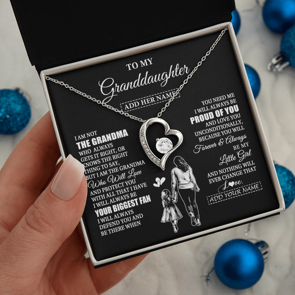 Forever Love Necklace 14K White Gold Finish | 2 | Personalized To My Granddaughter Necklace From Grandma Biggest Fan Birthday Gifts For Granddaughter From Grandparents Christmas Custom Gift Box Message Card | siriusteestore.myshopify