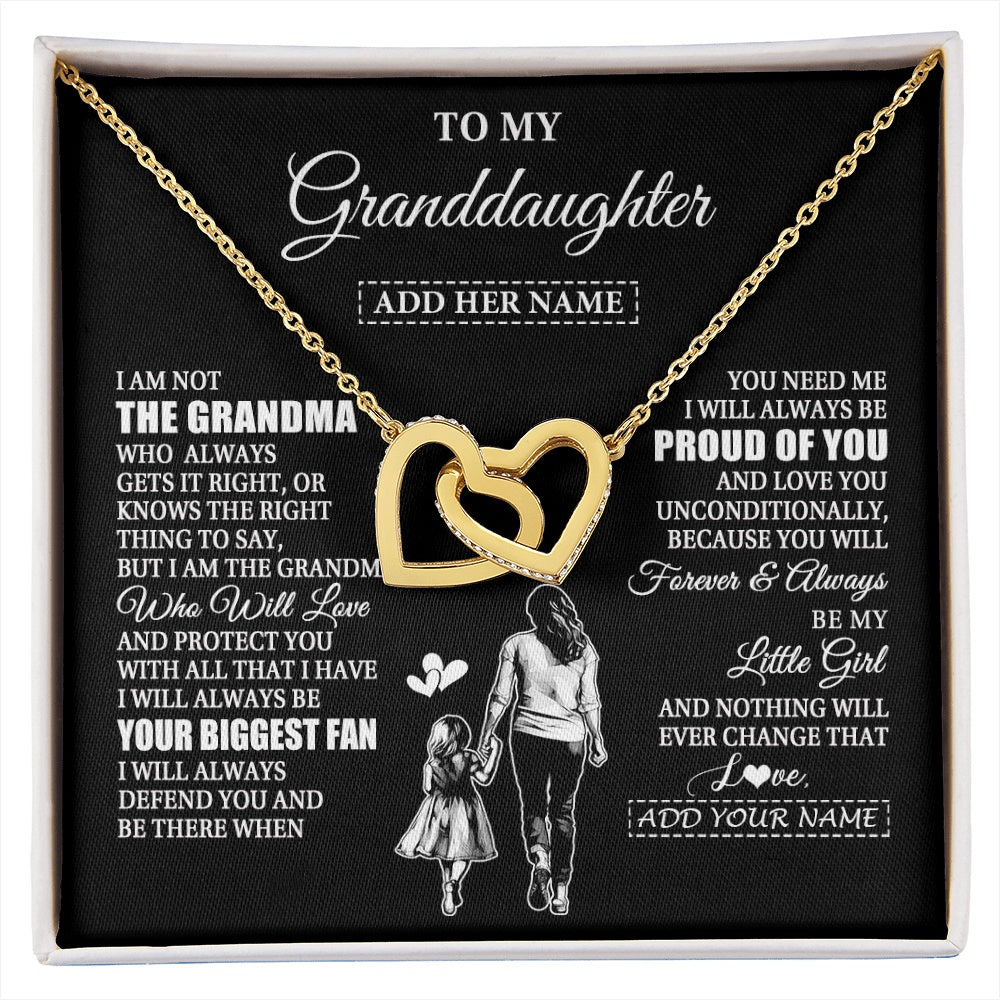 Interlocking Hearts Necklace 18K Yellow Gold Finish | 1 | Personalized To My Granddaughter Necklace From Grandma Biggest Fan Birthday Gifts For Granddaughter From Grandparents Christmas Custom Gift Box Message Card | siriusteestore.myshopify