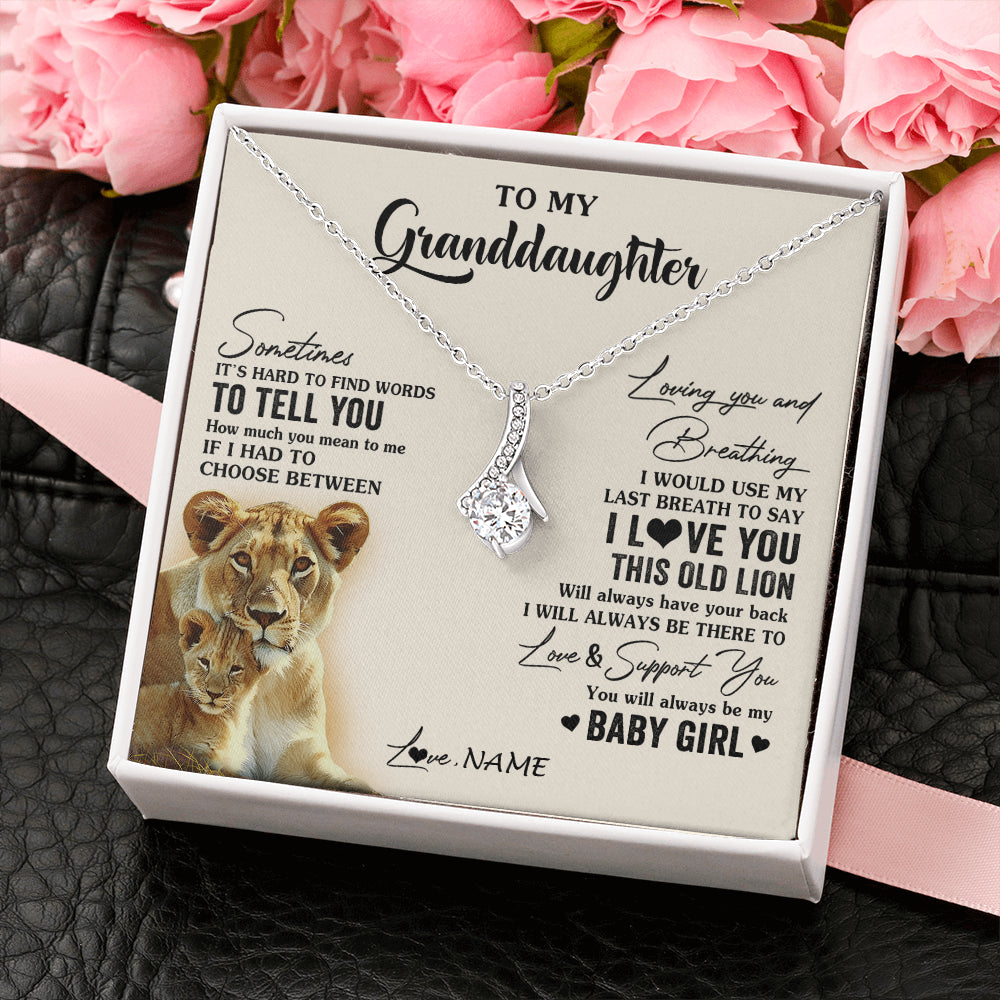 Alluring Beauty Necklace 14K White Gold Finish | 2 | Personalized To My Granddaughter Necklace From Grandma Gigi I Love You This Old Lion Granddaughter Birthday Christmas Customized Gift Box Message Card | siriusteestore