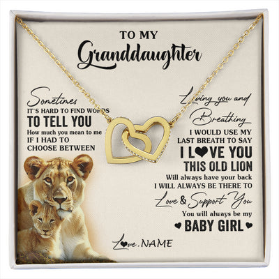 Interlocking Hearts Necklace 18K Yellow Gold Finish | 1 | Personalized To My Granddaughter Necklace From Grandma Gigi I Love You This Old Lion Granddaughter Birthday Christmas Customized Gift Box Message Card | siriusteestore