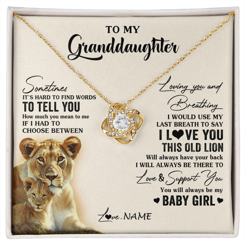 Love Knot Necklace 18K Yellow Gold Finish | 1 | Personalized To My Granddaughter Necklace From Grandma Gigi I Love You This Old Lion Granddaughter Birthday Christmas Customized Gift Box Message Card | siriusteestore