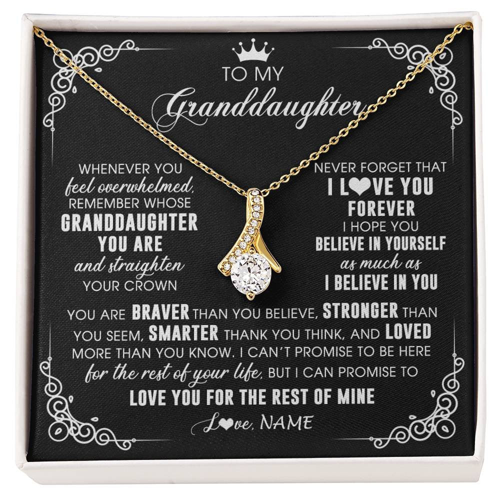Alluring Beauty Necklace 18K Yellow Gold Finish | 1 | Personalized To My Granddaughter Necklace From Grandma Gigi Inspirational Strength Granddaughter Birthday Jewelry Christmas Customized Gift Box Message Card | siriusteestore