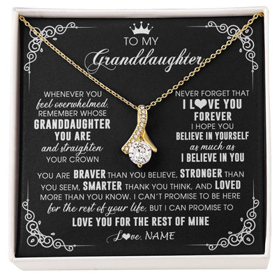 Alluring Beauty Necklace 18K Yellow Gold Finish | 1 | Personalized To My Granddaughter Necklace From Grandma Gigi Inspirational Strength Granddaughter Birthday Jewelry Christmas Customized Gift Box Message Card | siriusteestore