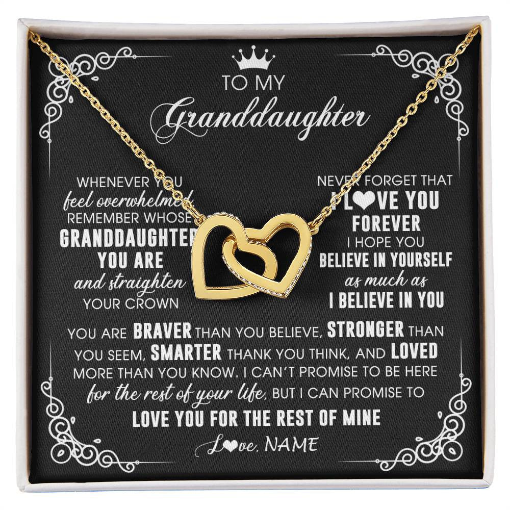 Interlocking Hearts Necklace 18K Yellow Gold Finish | 1 | Personalized To My Granddaughter Necklace From Grandma Gigi Inspirational Strength Granddaughter Birthday Jewelry Christmas Customized Gift Box Message Card | siriusteestore