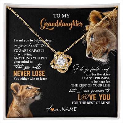 Love Knot Necklace 18K Yellow Gold Finish | 1 | Personalized To My Granddaughter Necklace From Grandma Gigi You Will Never Lose Lion Granddaughter Birthday Gifts Christmas Customized Gift Box Message Card | siriusteestore