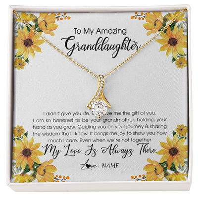 Alluring Beauty Necklace 18K Yellow Gold Finish | Personalized To My Granddaughter Necklace From Grandma Grandmother My Love Is Always There Granddaughter Birthday Christmas Customized Gift Box Message Card | siriusteestore