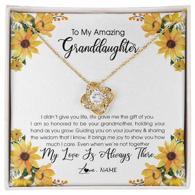 Love Knot Necklace 18K Yellow Gold Finish | Personalized To My Granddaughter Necklace From Grandma Grandmother My Love Is Always There Granddaughter Birthday Christmas Customized Gift Box Message Card | siriusteestore